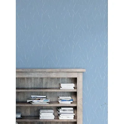Soicher Marin Susan Hable Scrolls 33' L X 20.5" W  Wallpaper Roll In Blue