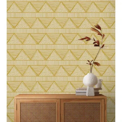 Soicher Marin Susan Hable Triangle Lines 33' L X 20.5" W  Wallpaper Roll In Yellow