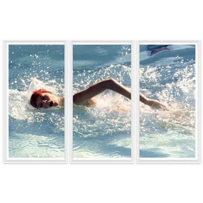 Soicher Marin 'swimming In Golden Door Spa Pool' By Jacques Malignon -  3 Piece Picture Frame Photograph On Paper In Animal Print