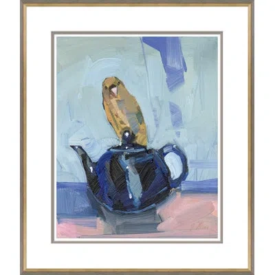 Soicher Marin Teacup Parakeet By Joseph Mota - Picture Frame Painting In Blue;cream