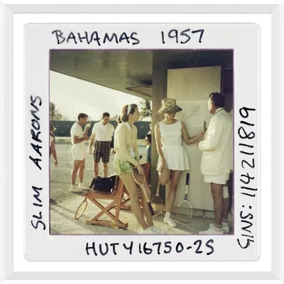 Soicher Marin Tennis In The Bahamas - Slide, January 1, 1957 By Slim Aarons - Picture Frame Photograph In Multi