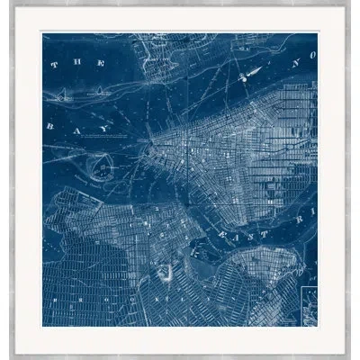 Soicher Marin 'the Hudson 1' - Picture Frame Graphic Art On Paper In Blue