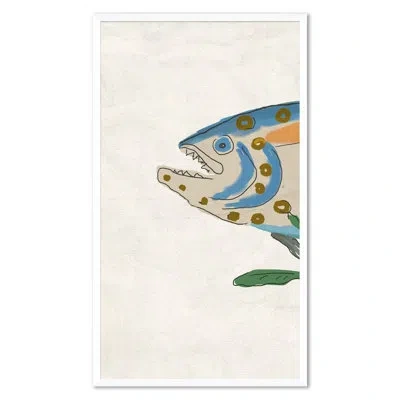 Soicher Marin Trout Tryptic I By Dana Gibson - Picture Frame Painting In Blue;beige;orange