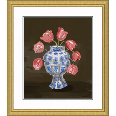 Soicher Marin 'tulipiere Round' By Dana Gibson Picture Frame Painting In Brown