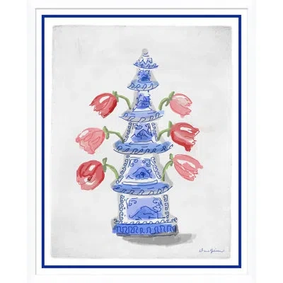 Soicher Marin Tulipierre By Dana Gibson - Picture Frame Painting On Paper In Blue;green;red
