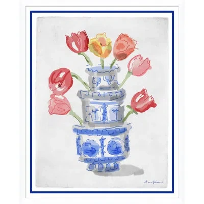 Soicher Marin Tulipierre By Dana Gibson - Picture Frame Painting On Paper In Blue;green;red