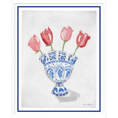 Soicher Marin Tulipierre By Dana Gibson - Picture Frame Painting On Paper In Pink