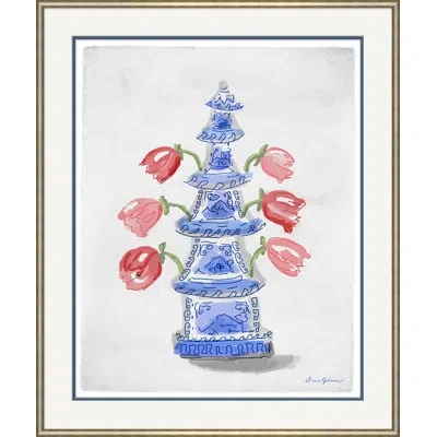 Soicher Marin Tulipierre Iv By Dana Gibson - Picture Frame Painting On Paper In Blue