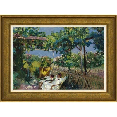 Soicher Marin Under The Vines - Picture Frame Painting Print On Paper In Blue;brown;white;green