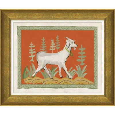 Soicher Marin 'vallaurus In Orange' By Dana Gibson - Picture Frame Painting On Paper In Green;orange;cream