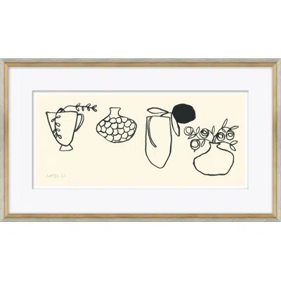 Soicher Marin 'vessels I' By Susan Hable - Picture Frame Painting On Paper In Black;cream
