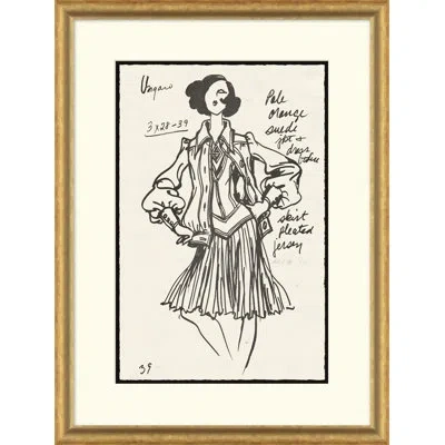 Soicher Marin Vintage Fashion Sketches - Single Picture Frame Drawing Print On Paper In Black