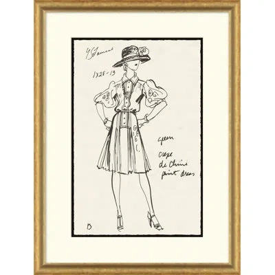 Soicher Marin Vintage Fashion Sketches - Single Picture Frame Drawing Print On Paper In Multi