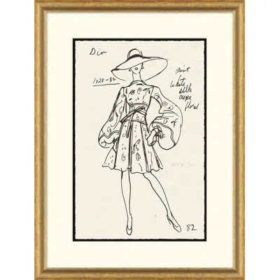 Soicher Marin Vintage Fashion Sketches - Single Picture Frame Drawing Print On Paper In Black