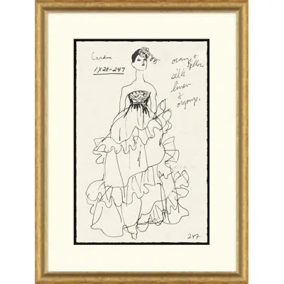 Soicher Marin Vintage Fashion Sketches - Single Picture Frame Drawing Print On Paper In Black