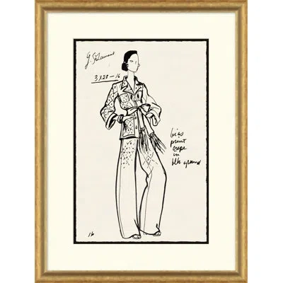 Soicher Marin Vintage Fashion Sketches - Single Picture Frame Drawing Print On Paper In Brown