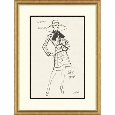 Soicher Marin Vintage Fashion Sketches - Single Picture Frame Drawing Print On Paper In Black;cream;light Beige