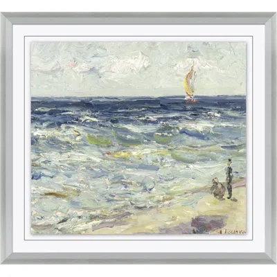 Soicher Marin Walk On The Beach - Picture Frame Painting Print On Paper In Silver