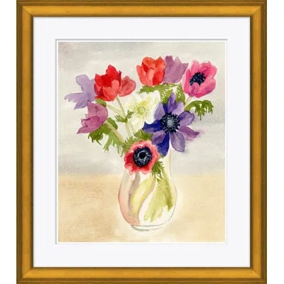 Soicher Marin 'watercolor Flowers' - Picture Frame Painting On Paper In Green;red;purple
