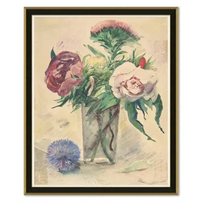 Soicher Marin Watercolor Flowers - Picture Frame Painting Print On Paper In Green;pink;purple