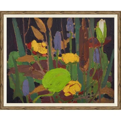 Soicher Marin Waterflowers - Picture Frame Painting On Canvas In Brown;green;yellow
