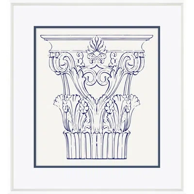 Soicher Marin White Cornthian Ii - Picture Frame Drawing Print In Black;white