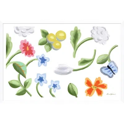 Soicher Marin White Flower - Picture Frame Painting Print On Paper In White;green