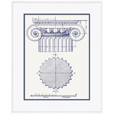 Soicher Marin White Ionic 5 By David Phoenix - Frame Print On Paper In Blue
