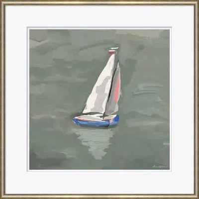 Soicher Marin White Sloop By Dana Gibson - Picture Frame Painting On Paper In Gray
