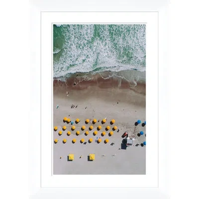 Soicher Marin Yellow Umbrellas - Picture Frame Photograph Print On Paper In Black