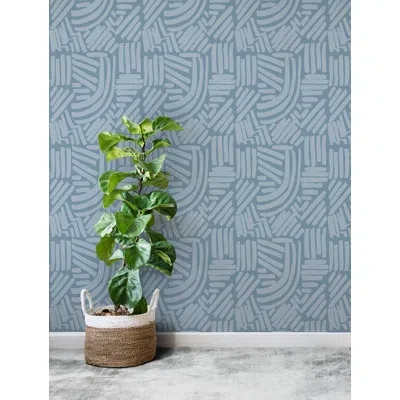 Soicher Marin Yuki Osada Abstract Brushstrokes 33' L X 20.5" W  Wallpaper Roll In Blue