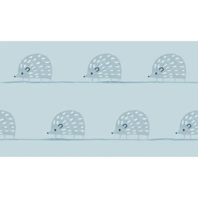 Soicher Marin Yuki Osada Hedgehog Parade 33' L X 20.5" W  Wallpaper Roll In Blue