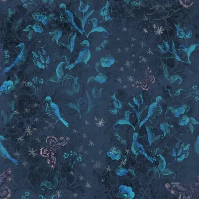 Soicher Marin Yuki Osada Ivy Garden 33' L X 20.5" W Wallpaper Roll In Blue