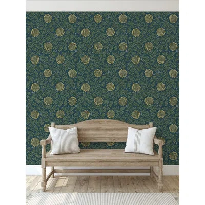 Soicher Marin Yuki Osada Pressed Daisies 33' L X 20.5" W Wallpaper Roll In Green