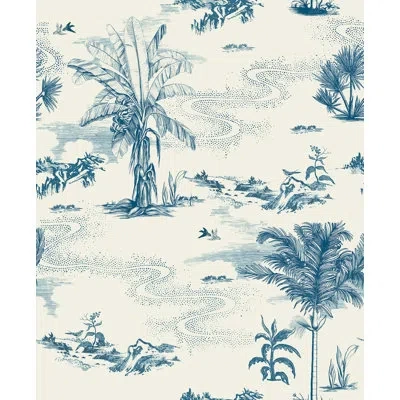 Soicher Marin Yuki Osada Toile 33' L X 20.5" W  Wallpaper Roll In Blue