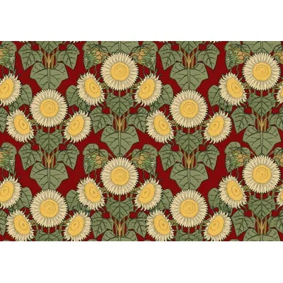 Soicher Marin Yuki Osada Willy''s Wall Flowers 33' L X 20.5" W  Wallpaper Roll In Red