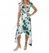 Soieblu Fern Wrap Midi Dress In Green Flower In Multi