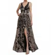 Soieblu Glitter Maxi Dress In Rose/black In Black