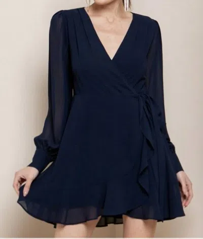 Soieblu Long Sleeve Wrap Dress In Navy In Blue