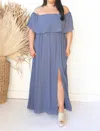 Soieblu True Intentions Off Shoulder Maxi Dress In Slate Blue In Blue