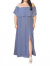 Soieblu True Intentions Off Shoulder Maxi Dress In Slate Blue In Blue