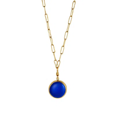 Soko Inc. Women's Gold / Blue Umbo Circle Necklace Charm & Mini Ellipse Necklace Set