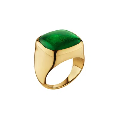 Soko Inc. Women's Gold / Green Umbo Square Statement Ring