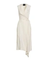 Soko Ni Inai Woman Midi Dress Ivory Size M Linen In Neutral