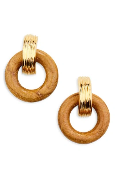 Soko Shujaa Mixed Media Frontal Hoop Earrings In Gold