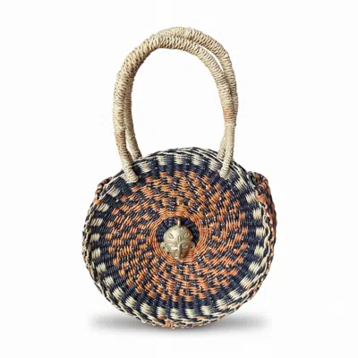 Sokona Women's Blue Esengo Round Handwoven Bag Earth Indigo In Multi