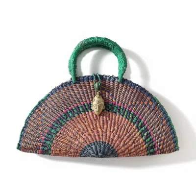 Sokona Women's Blue / Red / Green Kusana Large Handwoven Bag — Green Earth Arc