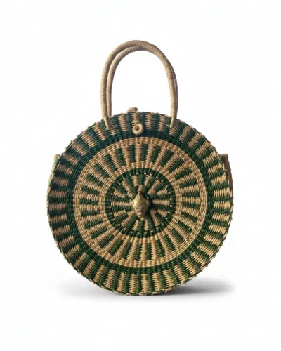 Sokona Women's Esengo Grande Evergreen-handwove Basket Bag. In Green
