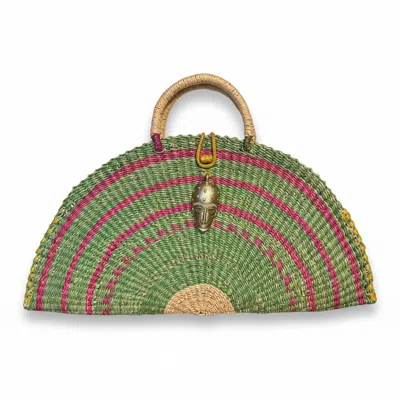 Sokona Women's Green Large Kusana — Forest & Raspberry Handwoven Bag