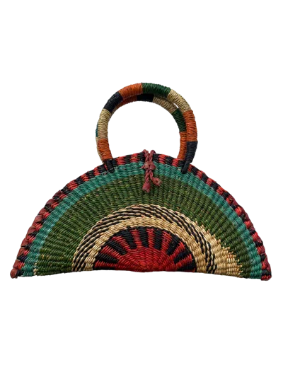 Sokona Women's Green / Orange / Red Medium Kusana Handwoven Bag – Savanna Flame In Green/orange/red
